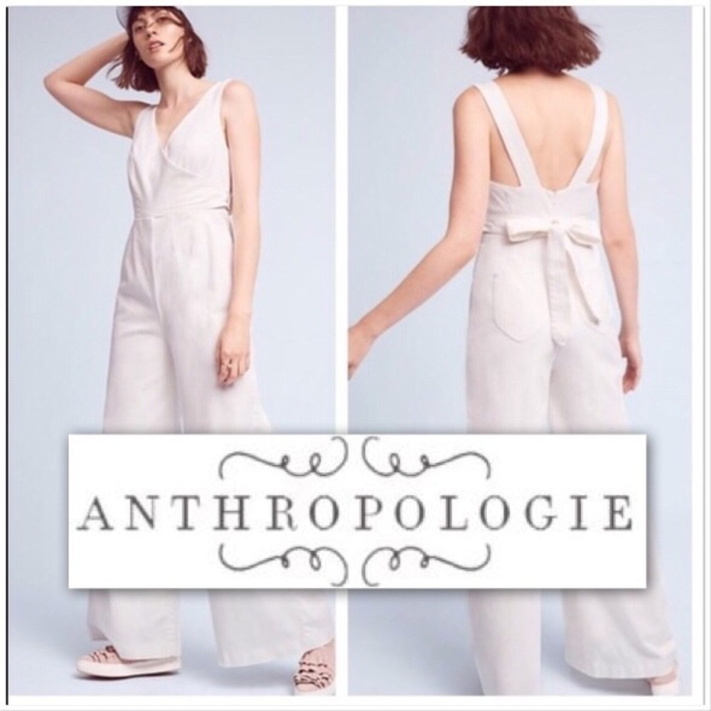 BEAUTIFUL Anthropologie White Chino Jumpsuit